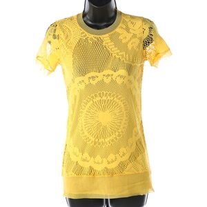 Jean Paul Gaultier Yellow Mesh Short-Sleeve Shirt NWT